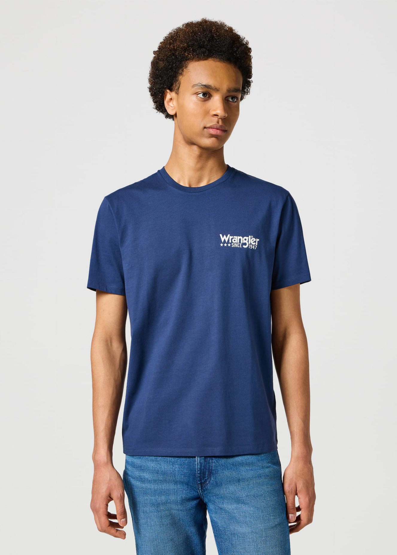 Meski T Shirt Wrangler Logo Tee Navy - 112355071
