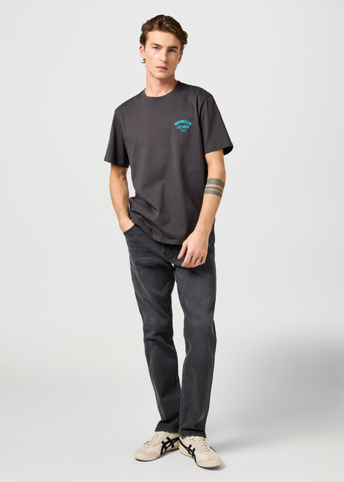 Meski T Shirt Wrangler Small Logo Tee Faded Black - 112362800