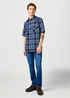 Meska Koszula Materialowe Wrangler Short Sleeve Western Shirt Flamingo Indigo - 112362947