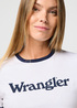 Damski T Shirt Wrangler Ringer Tee White - 112362321