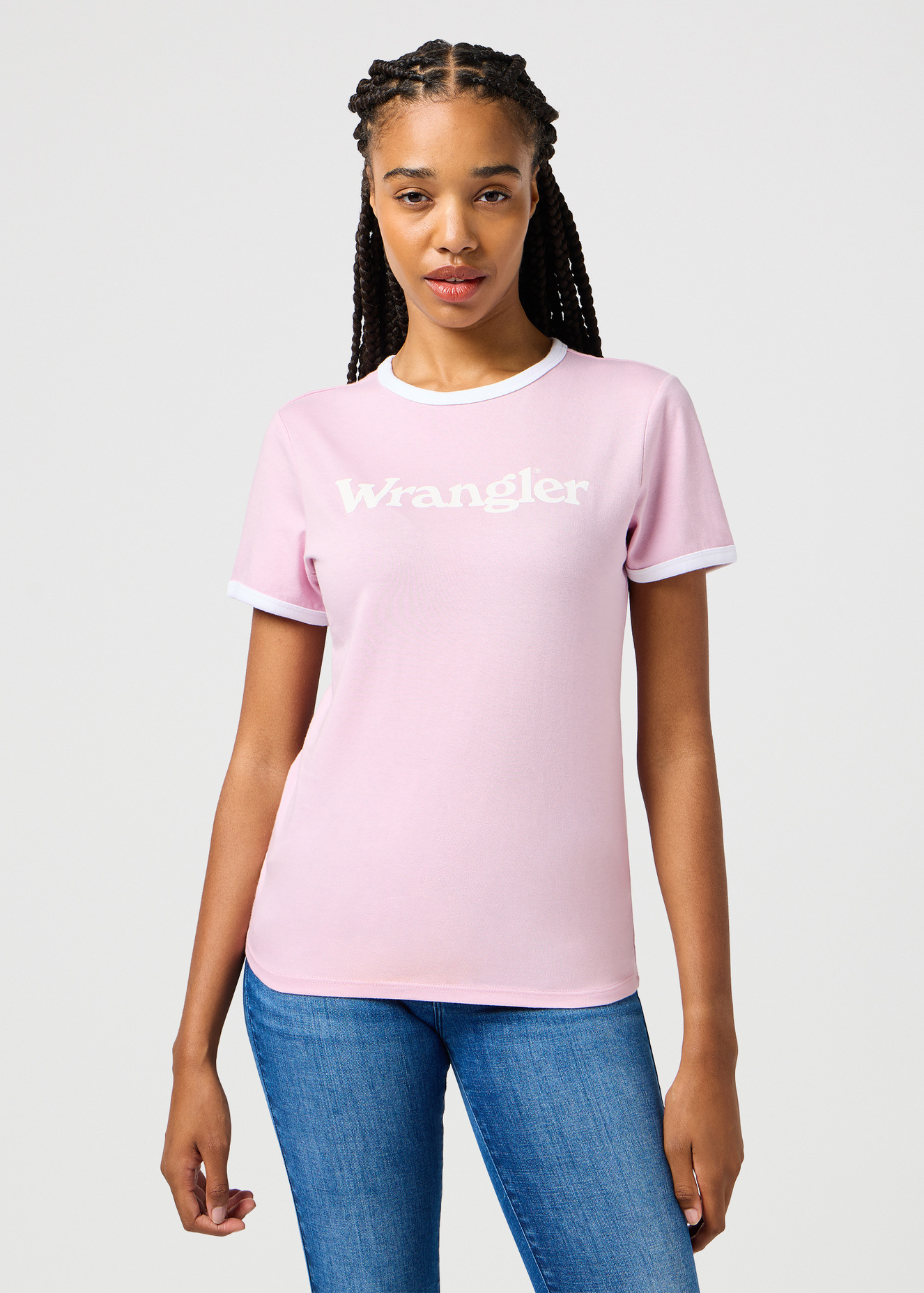 Damski T Shirt Wrangler Ringer Tee Fragrant Lilac - 112362322