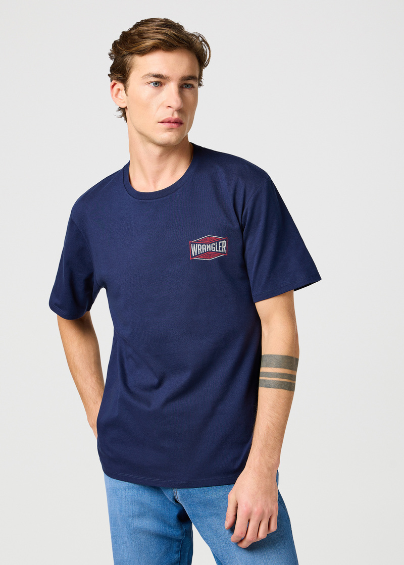 Mski T Shirt Wrangler Small Graphic Tee Navy - 112362354