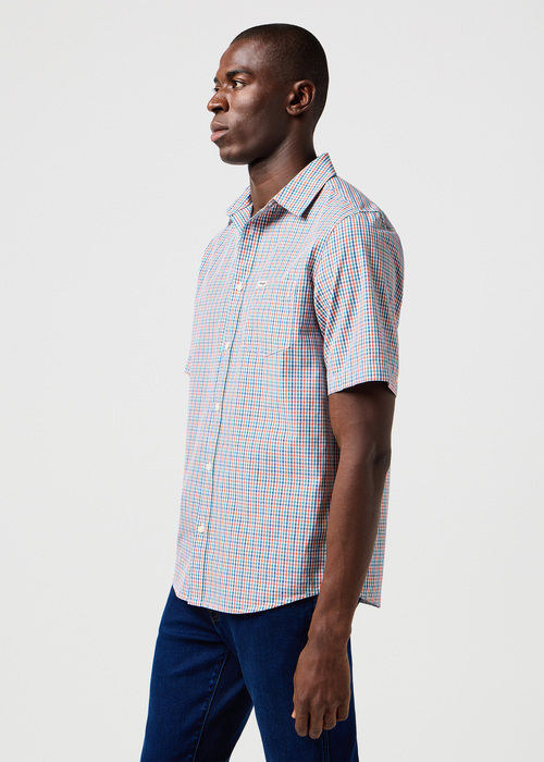 Meska Koszula Materialowe Wrangler Short Sleeve 1 Pocket Shirt Red Multi Check - 112364050