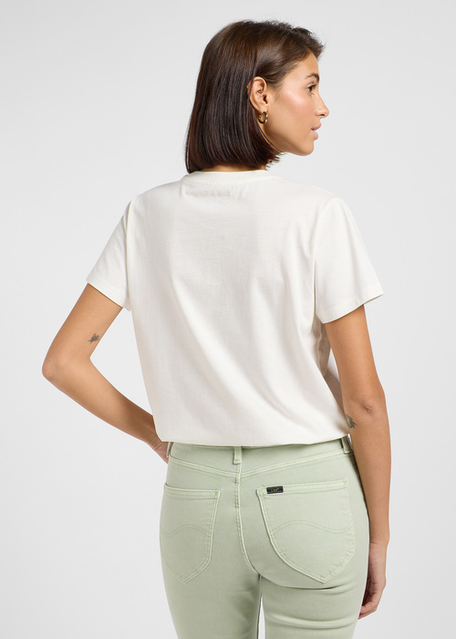Damski T Shirt Lee Logo Pocket Tee Ecru - 112362943