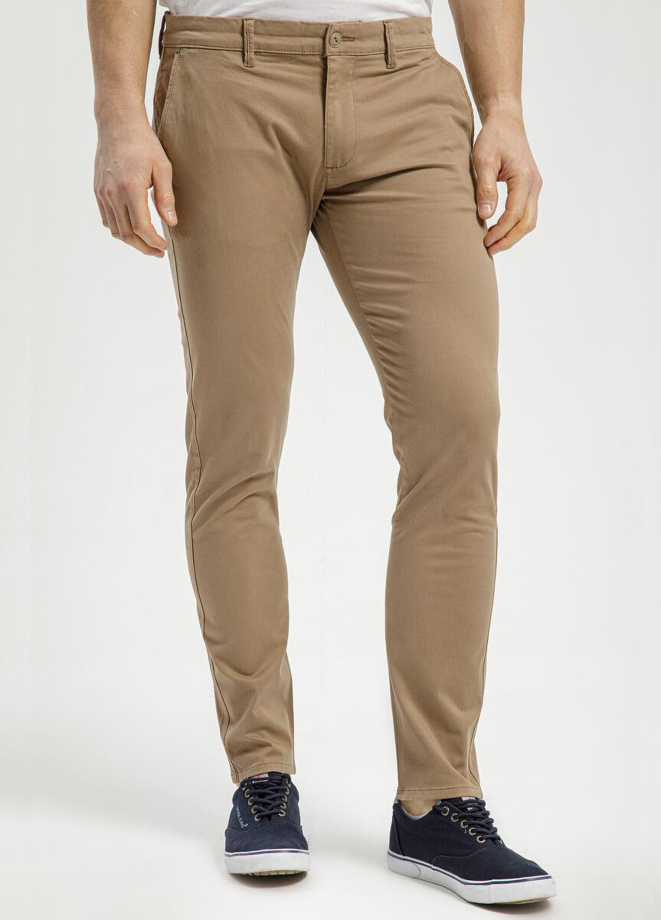 Meskie Spodnie Materialowe Cross Jeans Chino Tapered Fit Beige 165 - E-120-169