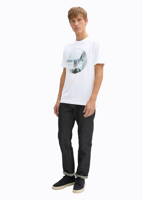 Meski T Shirt Tom Tailor T Shirt With Photo Print White - 1045661-20000
