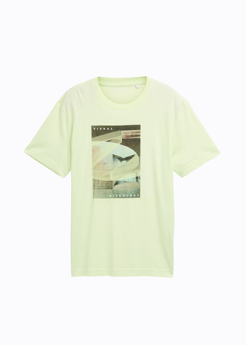 Meski T Shirt Tom Tailor T Shirt With Photo Print Lime Cream Green - 1045661-29078