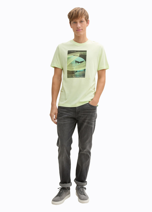 Meski T Shirt Tom Tailor T Shirt With Photo Print Lime Cream Green - 1045661-29078