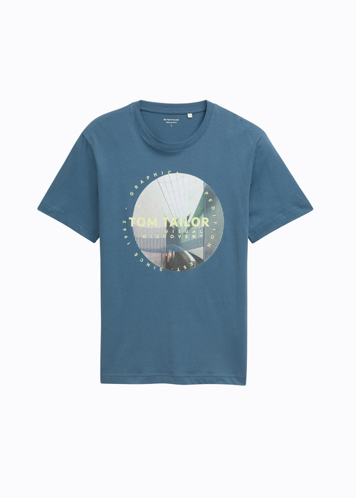 Meski T Shirt Tom Tailor T Shirt With Photo Print Mystical Blue - 1045661-36985