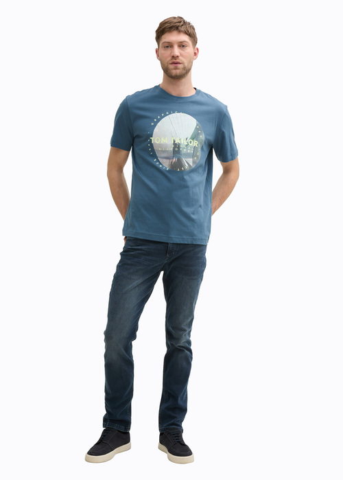 Meski T Shirt Tom Tailor T Shirt With Photo Print Mystical Blue - 1045661-36985