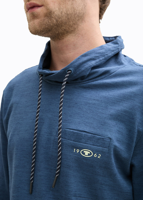 Meska Bluza Tom Tailor Snood Long Sleeve Shirt With Breast Pocket Mystical Blue Navy Injected - 1045670-37299