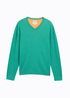 Tom Tailor Knitted Pullover With A V Neckline Bright Jade Green Melange - 1039811-37437 Tom Tailor Knitted Pullover With A V Neckline Bright Jade Green Melange - 1039811-37437