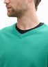 Tom Tailor Knitted Pullover With A V Neckline Bright Jade Green Melange - 1039811-37437 Tom Tailor Knitted Pullover With A V Neckline Bright Jade Green Melange - 1039811-37437