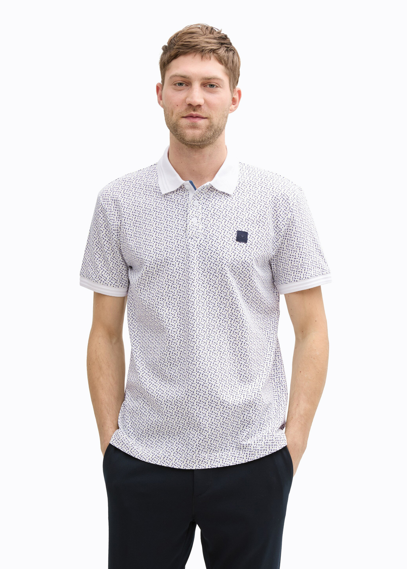 Mska Koszula Materiaowe Tom Tailor Dot Shirt White Irregular Design - 1045682-37264