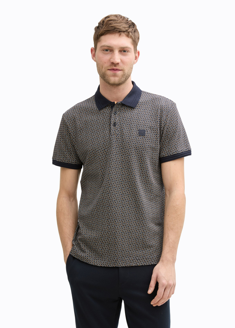 Mska Koszulka Polo Tom Tailor Navy Irregular Design - 1045682-37265