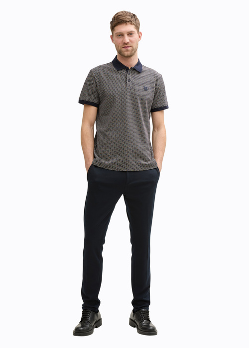 Meska Koszulka Polo Tom Tailor Navy Irregular Design - 1045682-37265