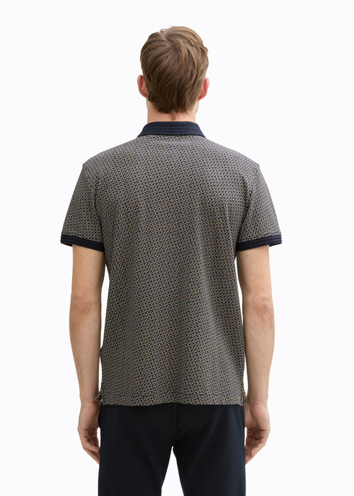 Mska Koszulka Polo Tom Tailor Navy Irregular Design - 1045682-37265