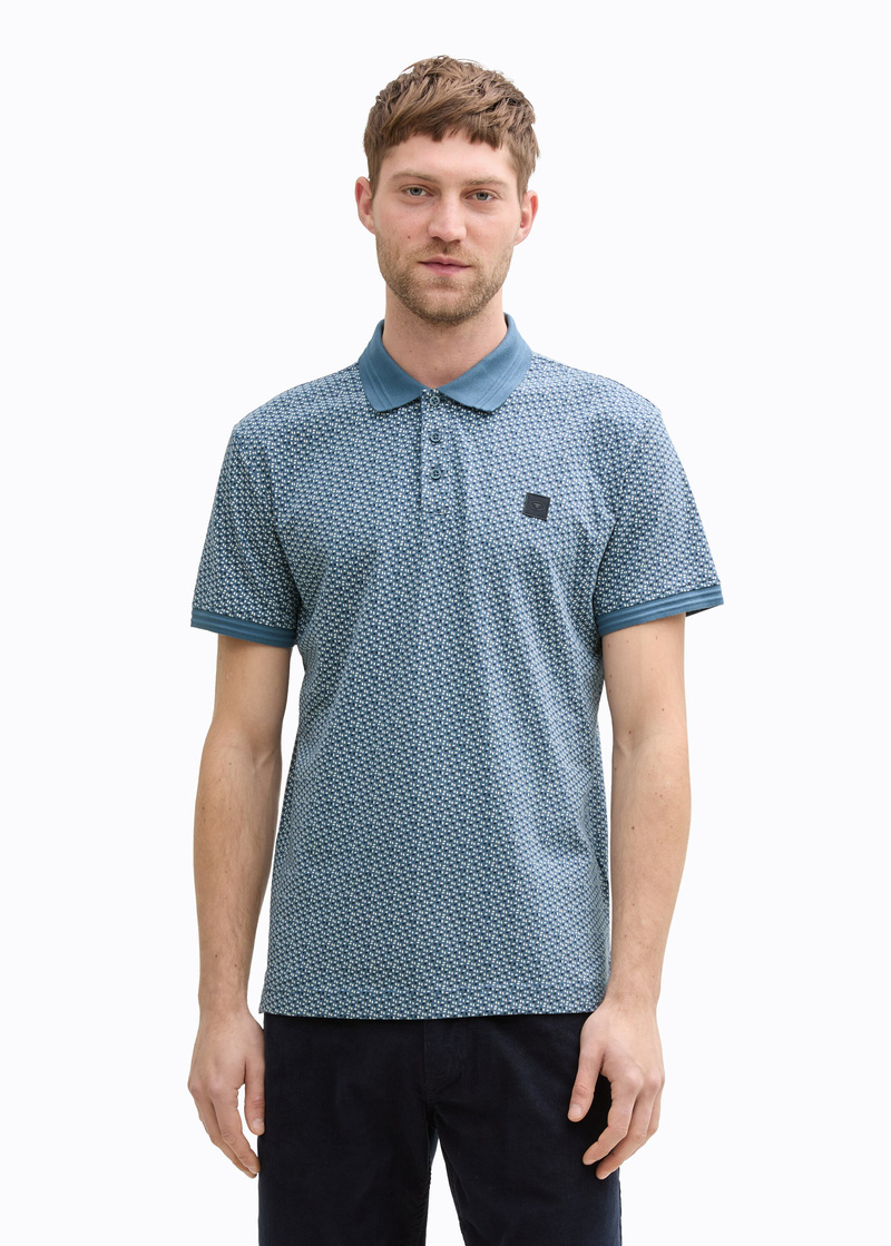 Meska Koszulka Polo Tom Tailor Polo Tee Blue Irregular Design - 1045682-37267