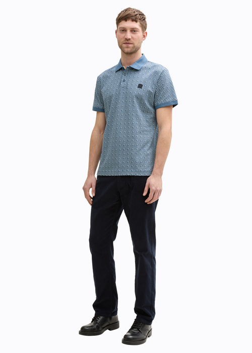 Meska Koszulka Polo Tom Tailor Polo Tee Blue Irregular Design - 1045682-37267