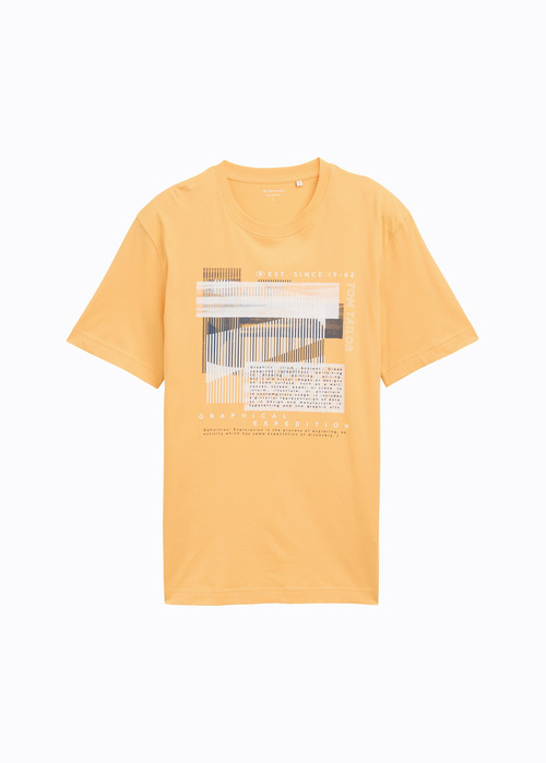 Meski T Shirt Tom Tailor Graphics T Shirt Peachy Orange - 1045664-37103