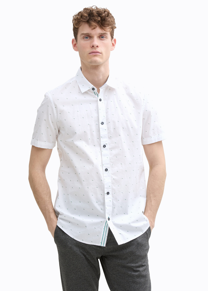 Meska Koszula Materialowe Tom Tailor Shirt White Small Bars Design - 1045082-37268