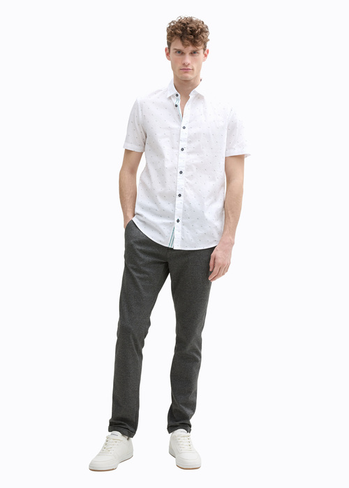 Meska Koszula Materialowe Tom Tailor Shirt White Small Bars Design - 1045082-37268