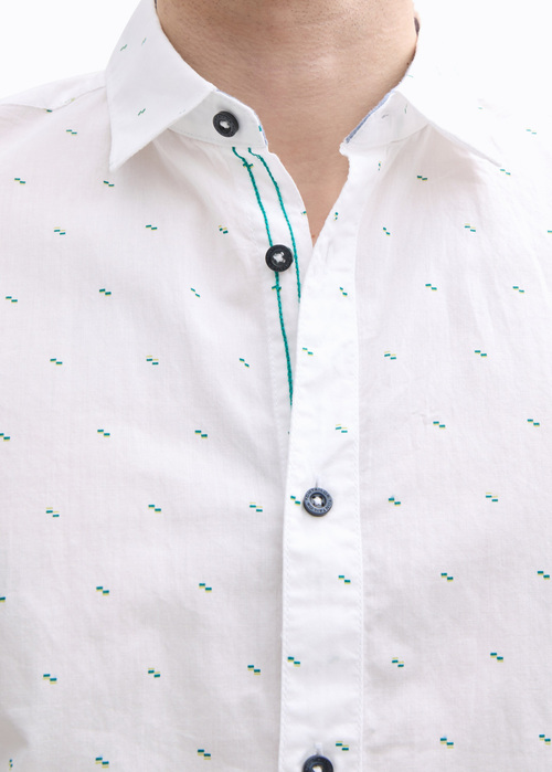 Meska Koszula Materialowe Tom Tailor Shirt White Small Bars Design - 1045082-37268