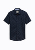 Meska Koszula Materialowe Tom Tailor Short Sleeve Shirt Navy Small Bars Design - 1045082-37269