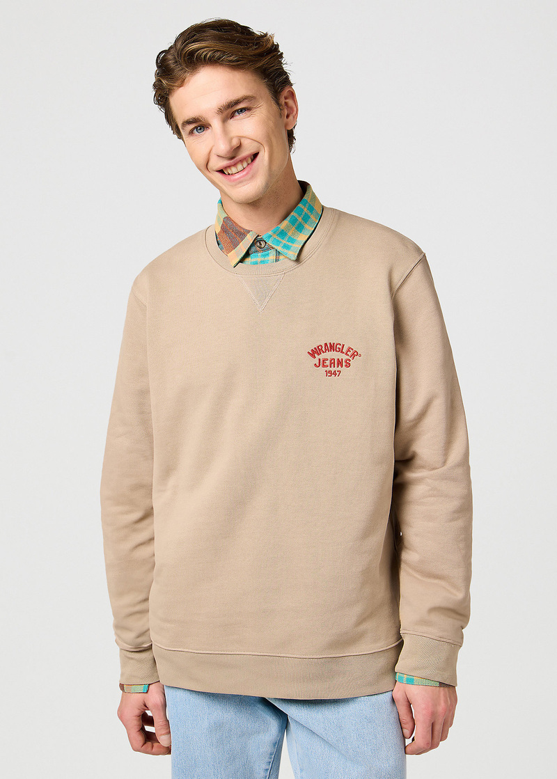 Meska Bluza Wrangler Small Logo Crew Timberwolf - 112364092
