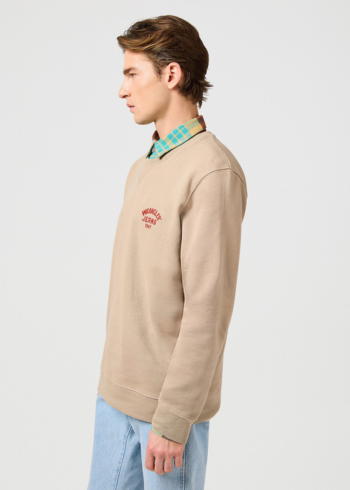Meska Bluza Wrangler Small Logo Crew Timberwolf - 112364092