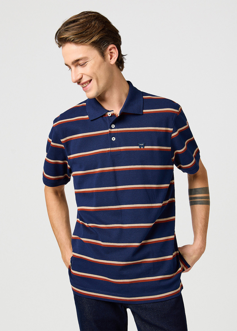 Meska Koszulka Polo Wrangler Stripe Polo Tee Navy - 112362827