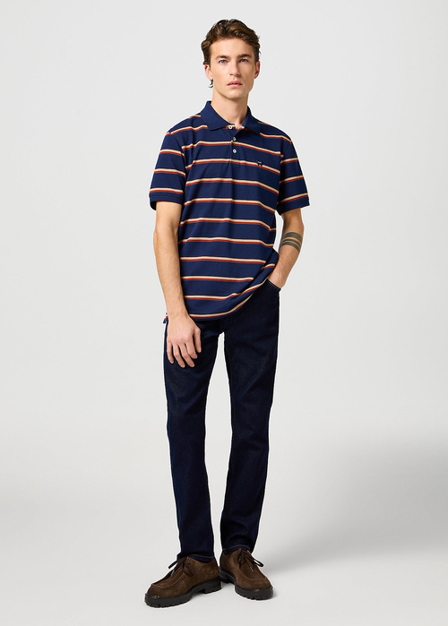 Meska Koszulka Polo Wrangler Stripe Polo Tee Navy - 112362827