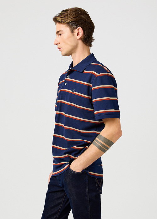 Meska Koszulka Polo Wrangler Stripe Polo Tee Navy - 112362827