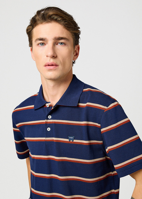 Meska Koszulka Polo Wrangler Stripe Polo Tee Navy - 112362827