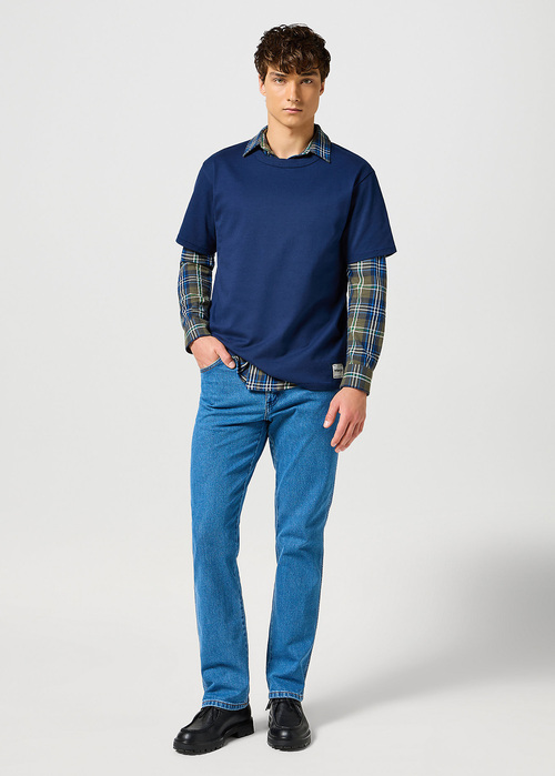 Meski T Shirt Wrangler Short Sleeve Solid Tee Navy - 112357358