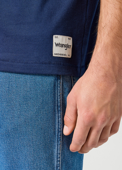 Meski T Shirt Wrangler Short Sleeve Solid Tee Navy - 112357358