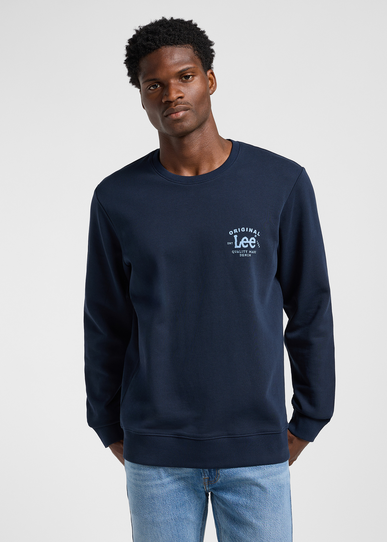 Mska Bluza Lee Crew Sweatshirt Rivet Navy - 112364562