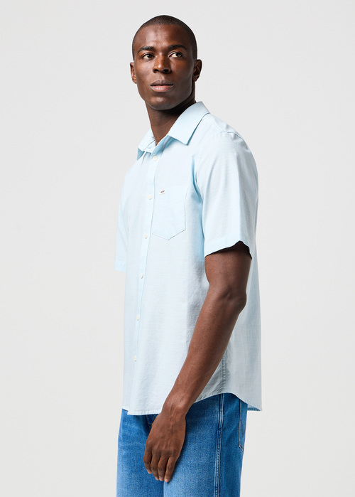 Meska Koszula Materialowe Wrangler Short Sleeve 1 Pocket Shirt Dream Blue - 112362379