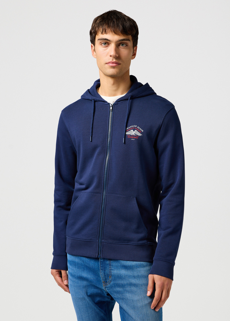 Meska Bluza Wrangler Graphic Zip Hoodie Navy - 112362887