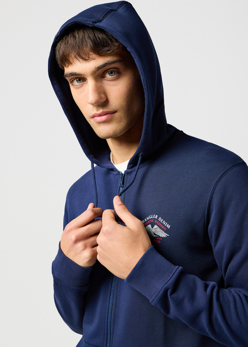 Meska Bluza Wrangler Graphic Zip Hoodie Navy - 112362887