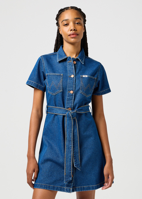 Wrangler Seamed Short Sleeve Dress - Even Stone 112362332