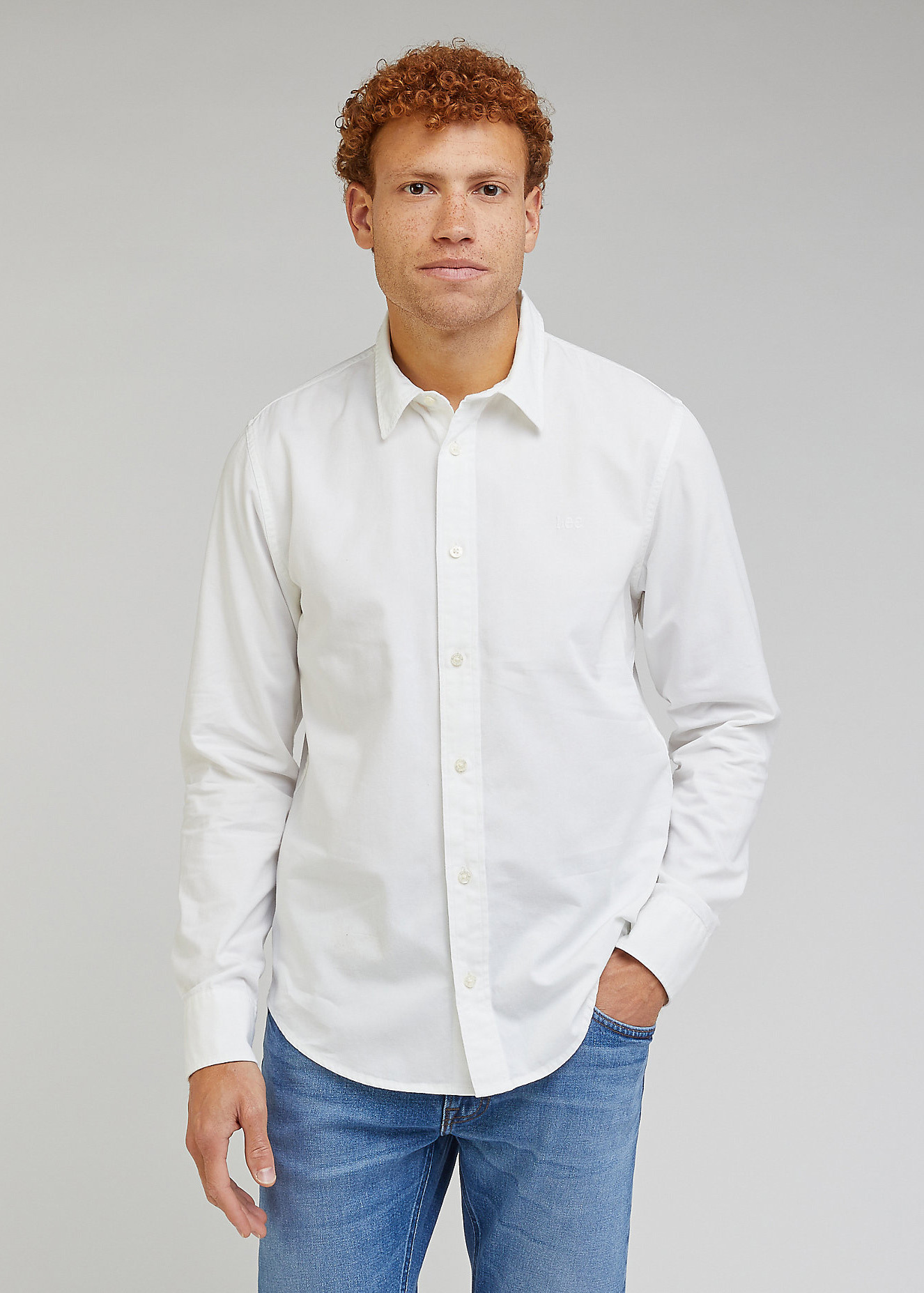 Meska Koszula Materialowe Lee Patch Shirt Bright White - LL37BMLJ