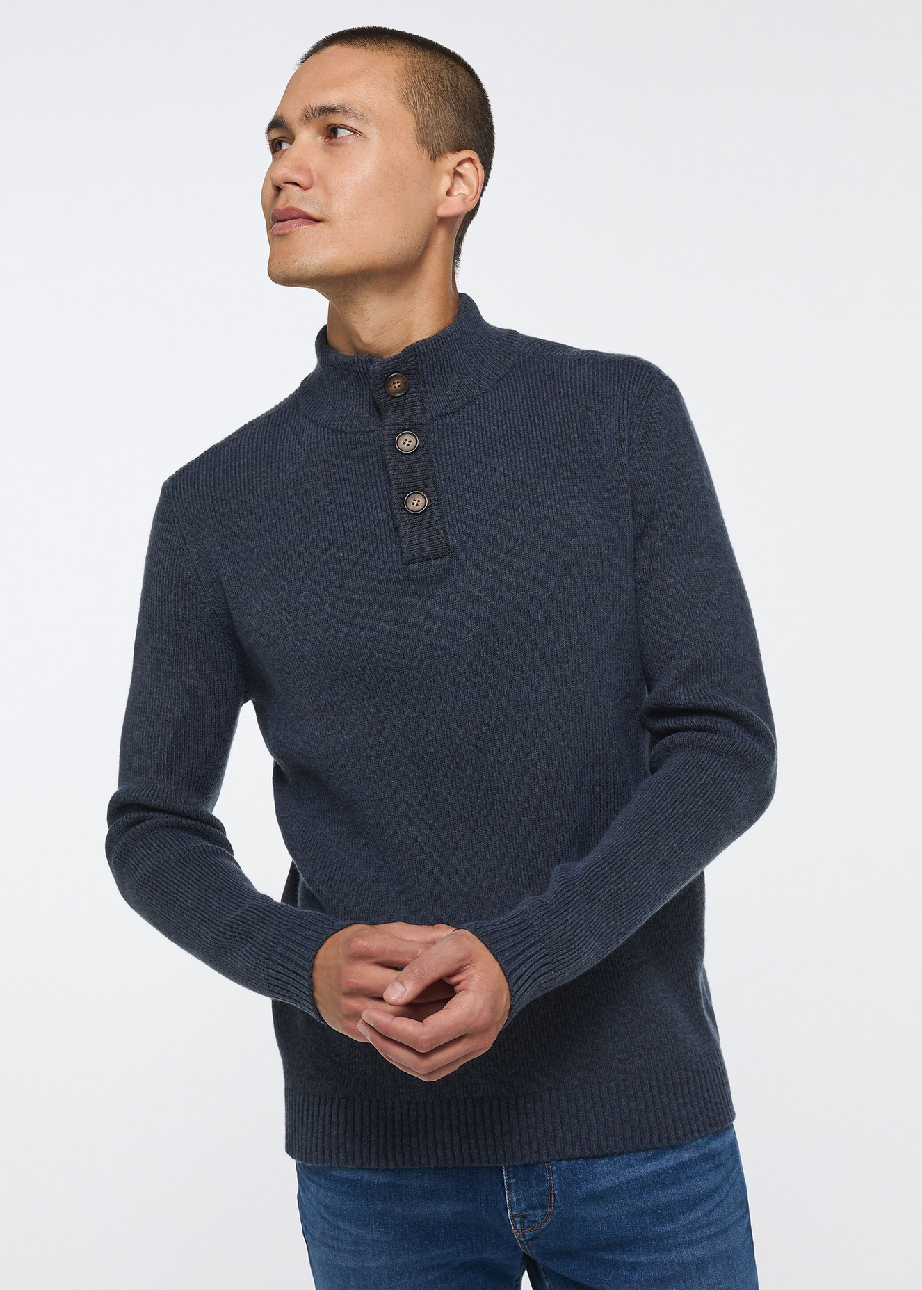 Meska Bluza Mustang Emil H Henley Navy Blazer - 1013062-5324