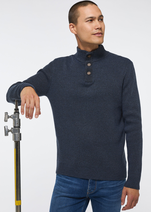 Meska Bluza Mustang Emil H Henley Navy Blazer - 1013062-5324