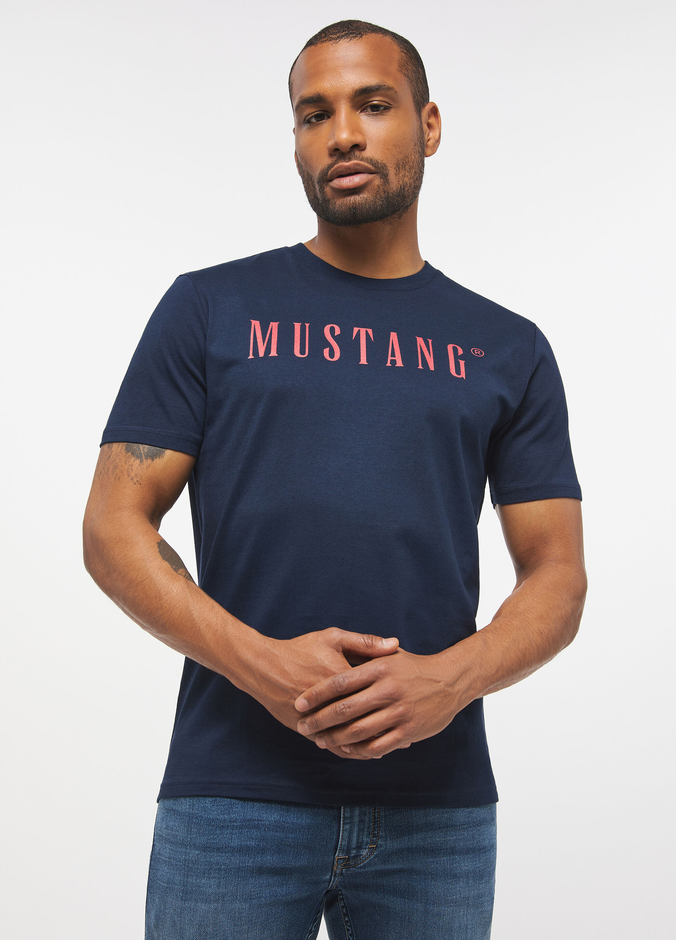 Meski T Shirt Mustang Alex C Logo Tee Blue Nights - 1013221-4085