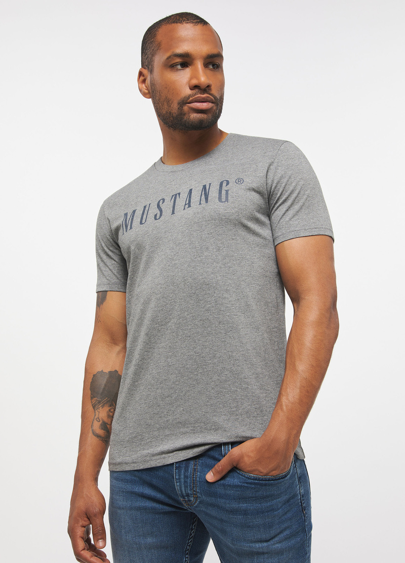 Meski T Shirt Mustang Alex C Logo Tee Light Grey Melange - 1013221-4140