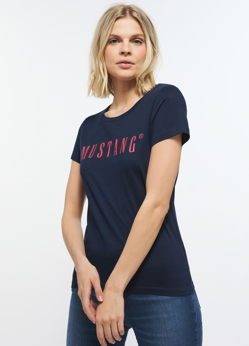 Damski T Shirt Mustang Alina C Logo Tee Blue Nights - 1013222-4085