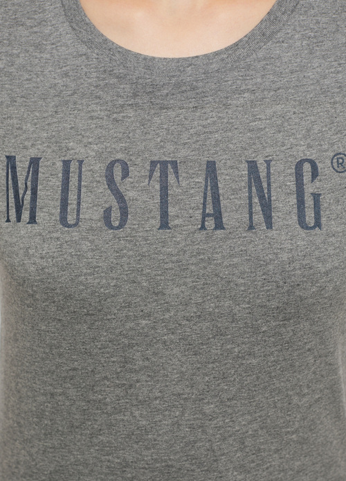 Damski T Shirt Mustang Alina C Logo Tee Light Grey Melange - 1013222-4141