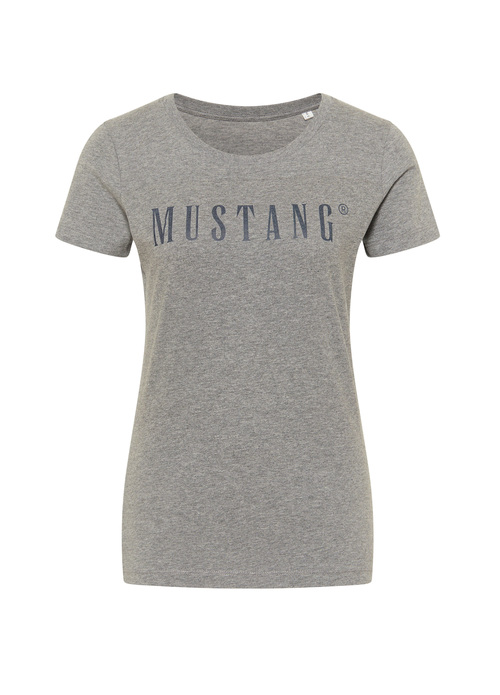 Damski T Shirt Mustang Alina C Logo Tee Light Grey Melange - 1013222-4141
