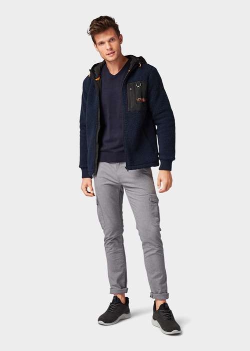 Meska Bluza Tom Tailor Basic V Neck Sweater Knitted Navy Melange - 1012820-13160